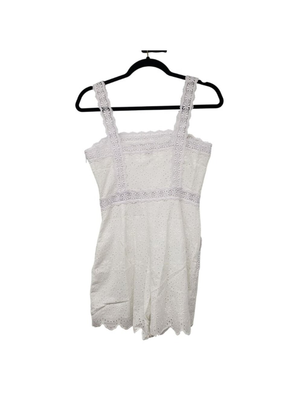 Charo Ruiz Zuma White Eyelet Lace Linen Embroidered Playsuit Romper Boho Beachy - Picture 4 of 14